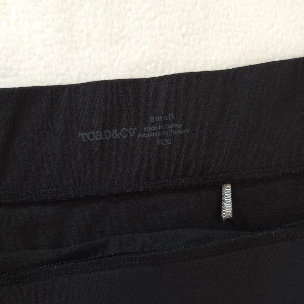 Toad&Co Adella Skirt Black Small Eco Organic Cotton Draped Wrap Mini Casual Chic